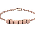 Sterling Silver Personalised Square Cubes Name Bracelet For Women & Girls Pink Gold / 6 Bracelets