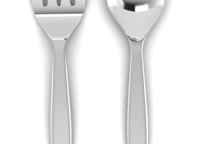 Sterling Silver Baby Spoon & Fork Set - Classic Plain