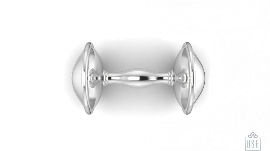 Sterling Silver Plain Dumbbell Baby Rattle