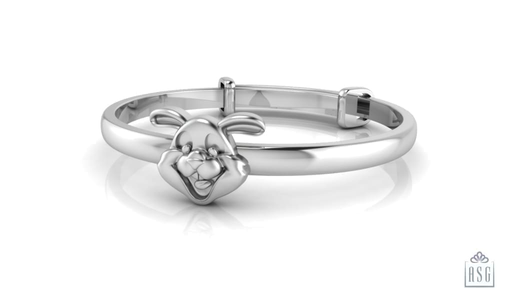 Sterling Silver Baby Bracelet Kada adjustable with Bunny face