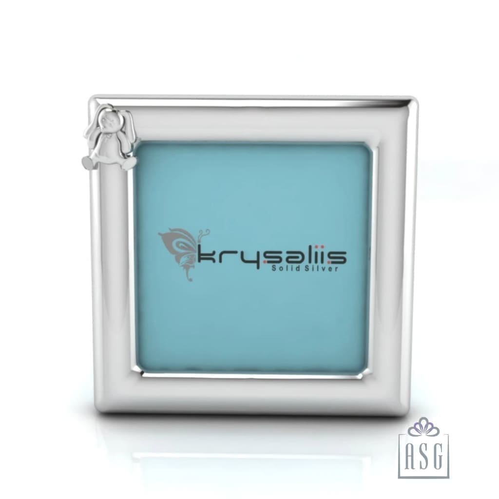 Silver Plated Photo Frame for Baby and Kids - Square with Bunny
