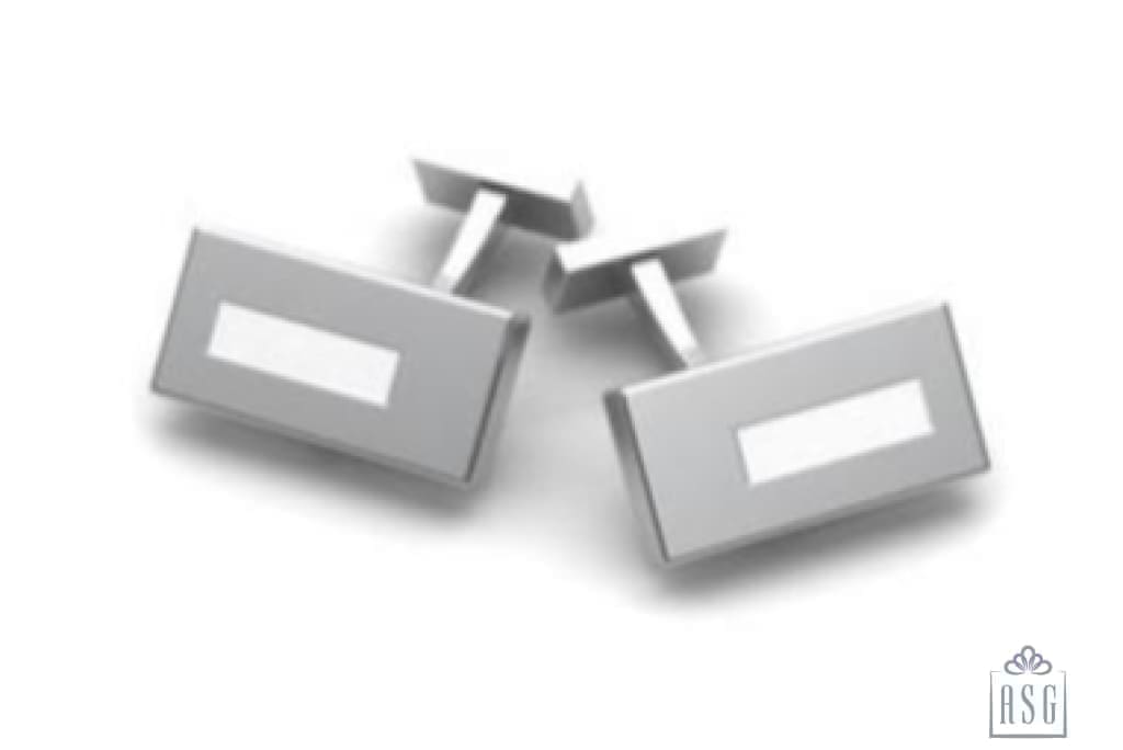 Sterling Silver Cufflinks - Rectangular with white enamel