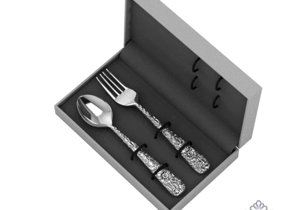 Sterling Silver Dinner Spoon & Fork Set - The Rosa Collection