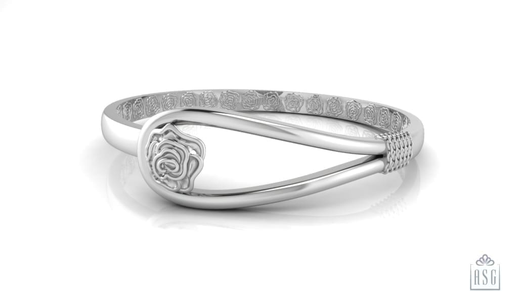 Sterling Silver Baby Bracelet Kada with a Rose