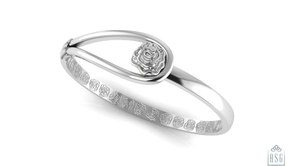 Sterling Silver Baby Bracelet Kada with a Rose