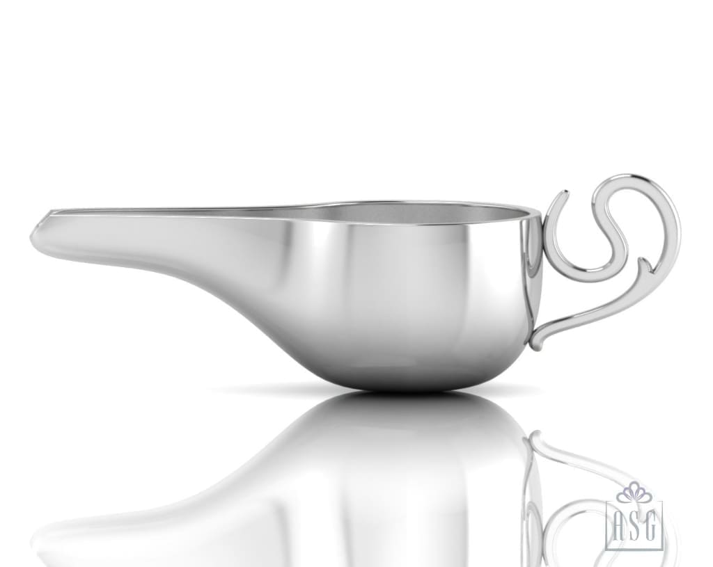 Sterling Silver Baby Feeder - Round Medicine Porringer with a Curve Handle