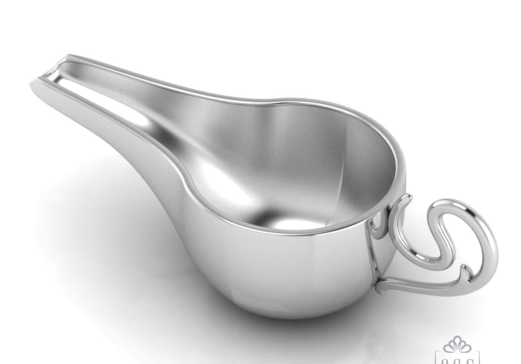 Sterling Silver Baby Feeder - Round Medicine Porringer with a Curve Handle