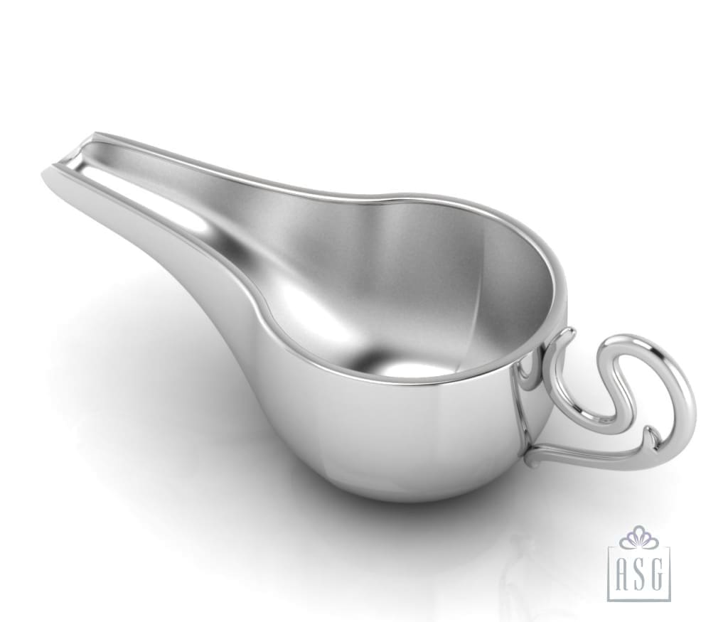 Sterling Silver Baby Feeder - Round Medicine Porringer with a Curve Handle