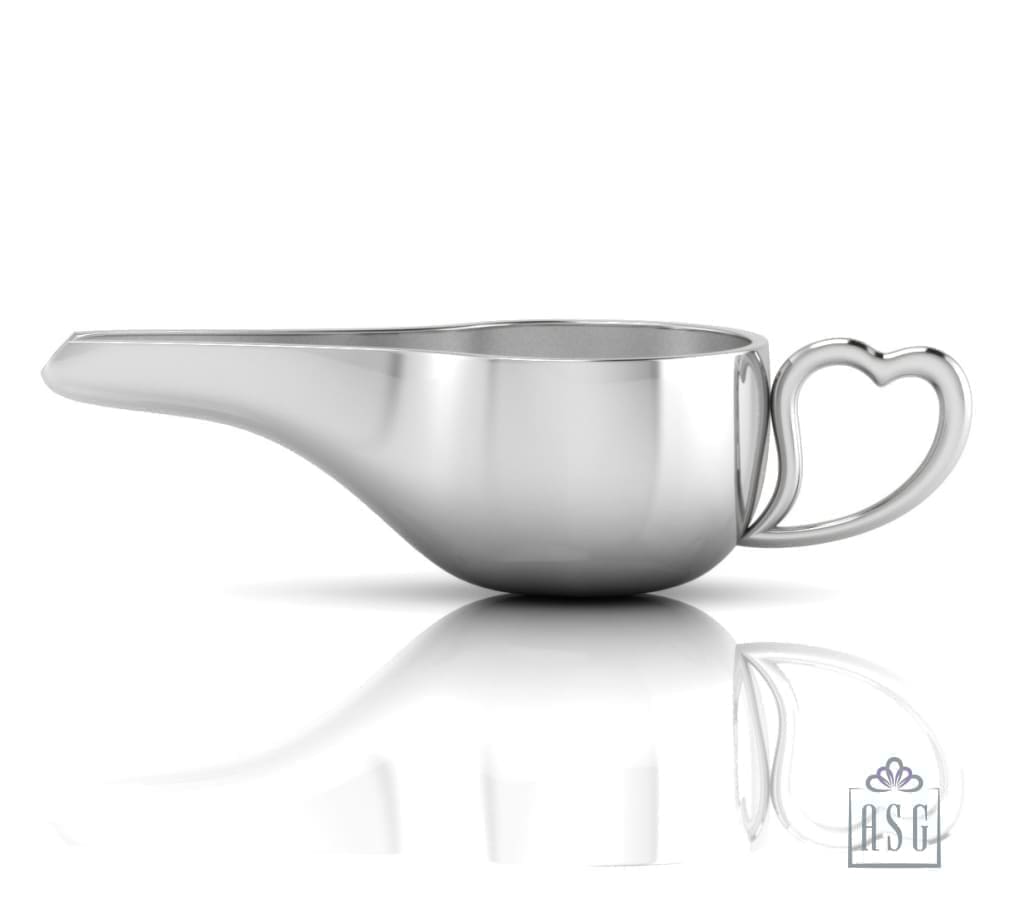 Sterling Silver Baby Feeder - Round Medicine Porringer with a Heart Handle