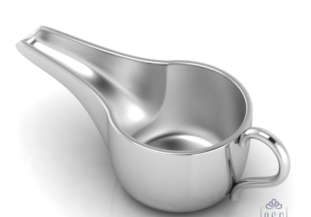 Sterling Silver Baby Feeder - Round Medicine Porringer with a Plain Handle