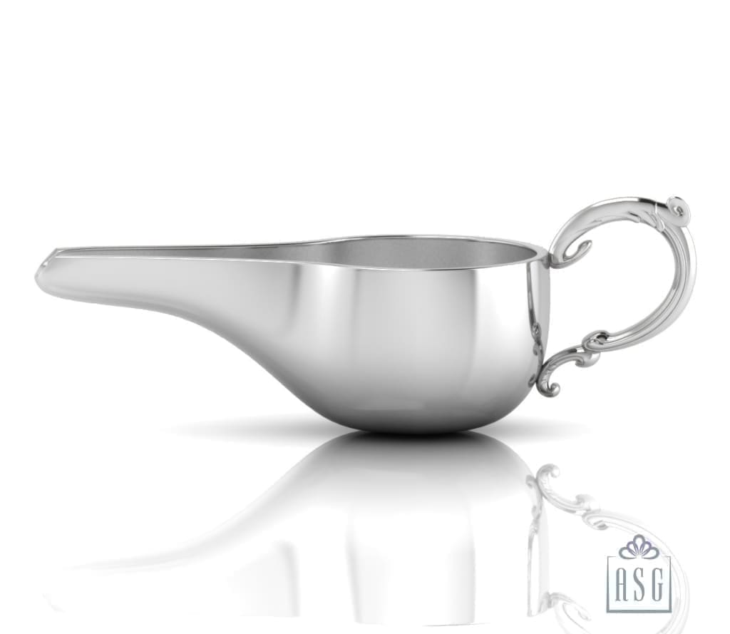 Sterling Silver Baby Feeder - Round Medicine Porringer with a Victorian Handle