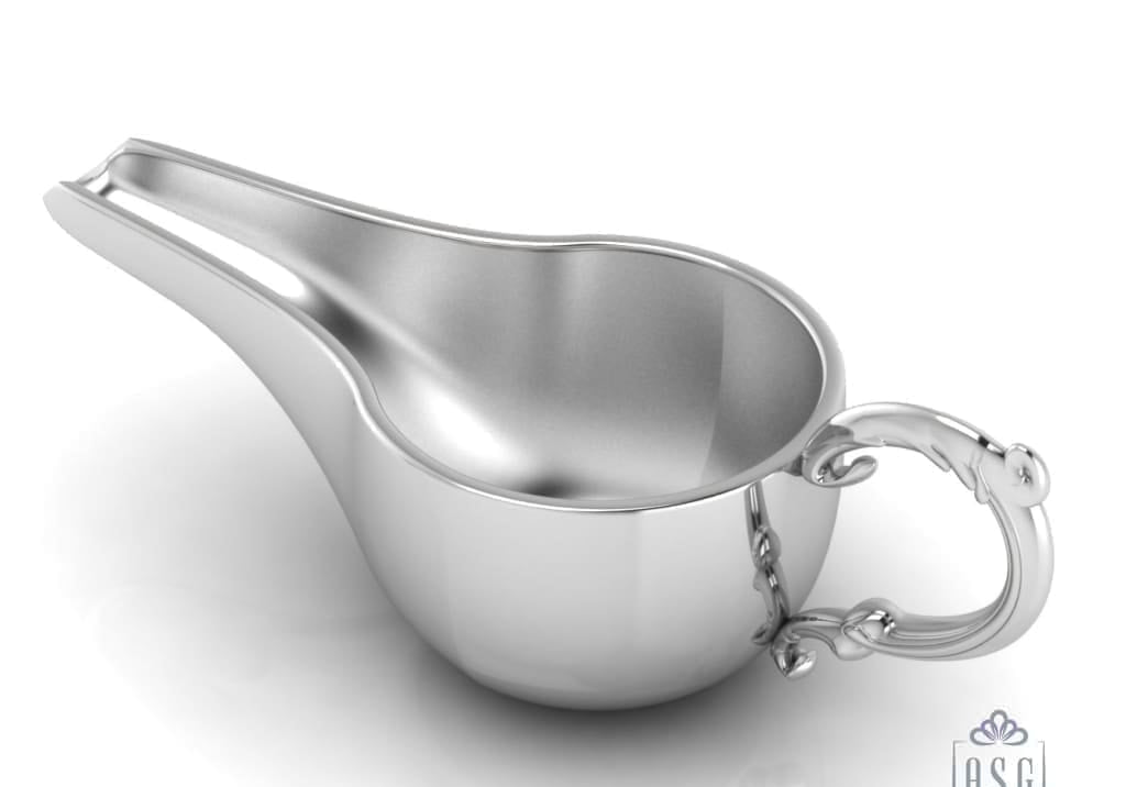 Sterling Silver Baby Feeder - Round Medicine Porringer with a Victorian Handle