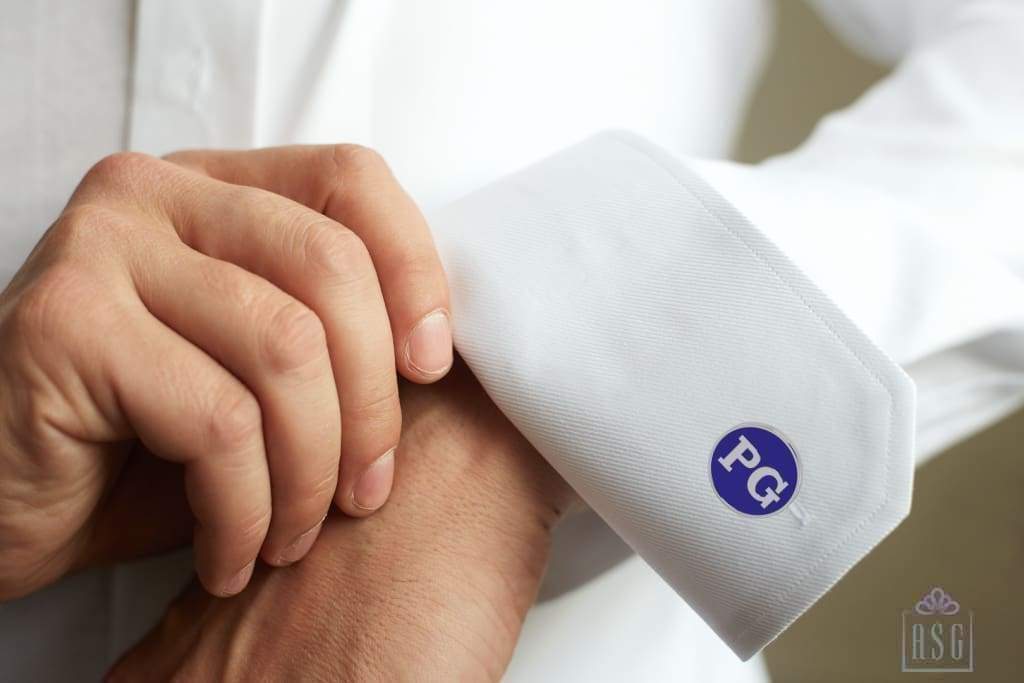 Personalised Sterling Silver Cufflinks Round For Men Black