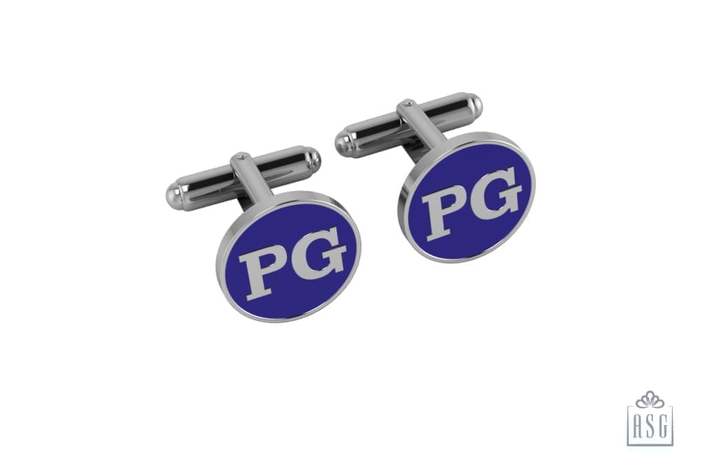 Personalised Sterling Silver Cufflinks Round For Men Blue