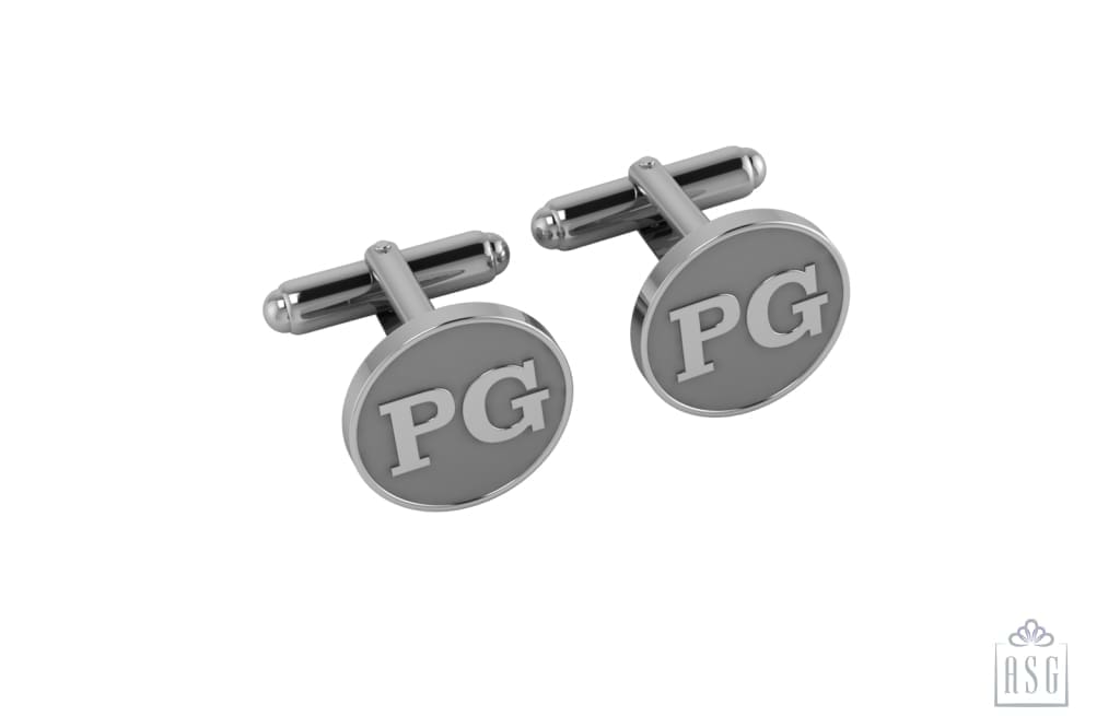 Personalised Sterling Silver Cufflinks Round For Women Grey