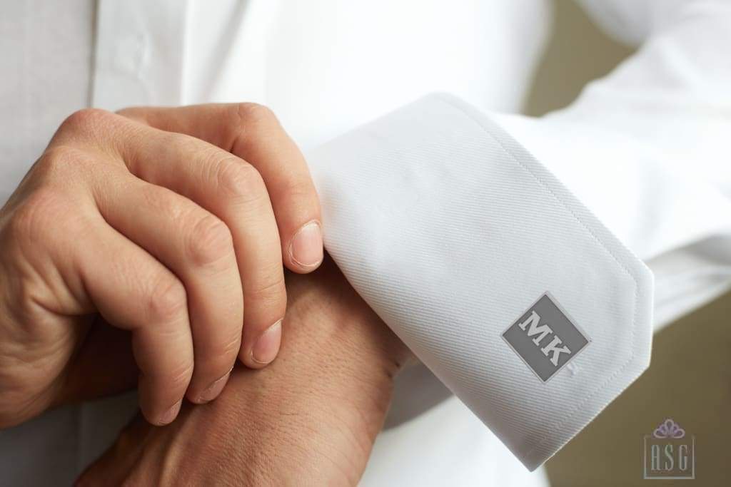 Personalised Sterling Silver Cufflinks Square For Men Grey