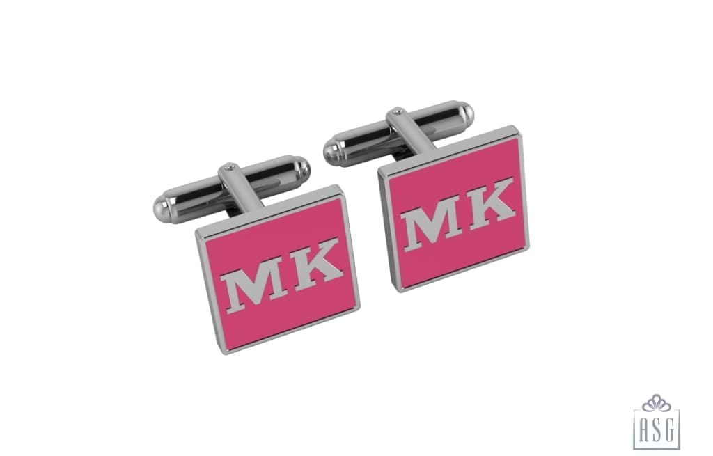 Personalised Sterling Silver Cufflinks Square For Women Pink