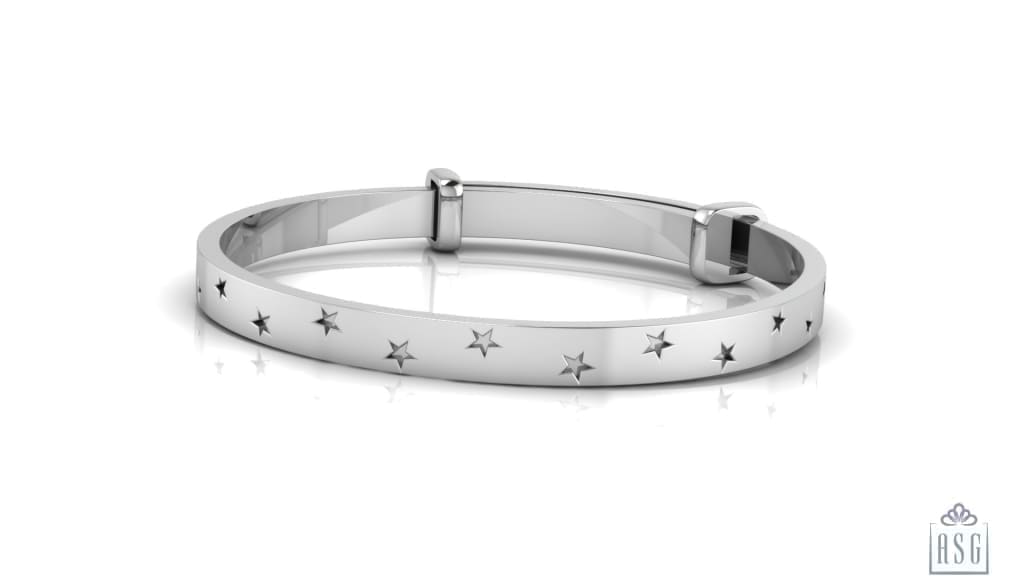 Sterling Silver Baby Bracelet Kada adjustable with Stars design