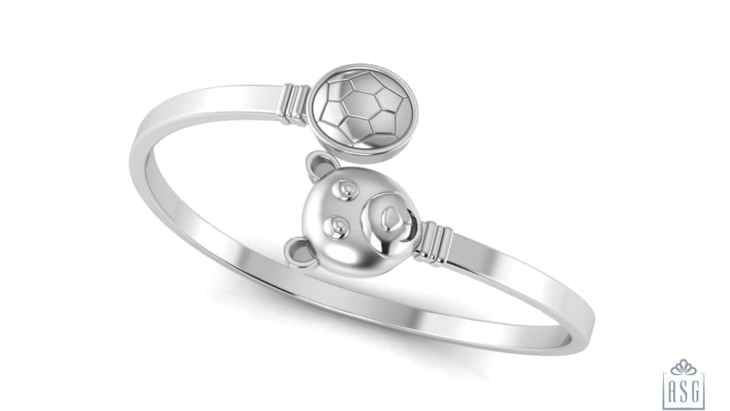 Sterling Silver Baby Kada cuff with Teddy and ball