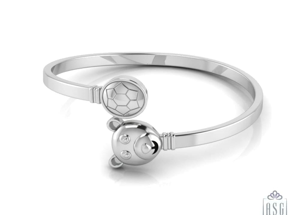 Sterling Silver Baby Kada cuff with Teddy and ball