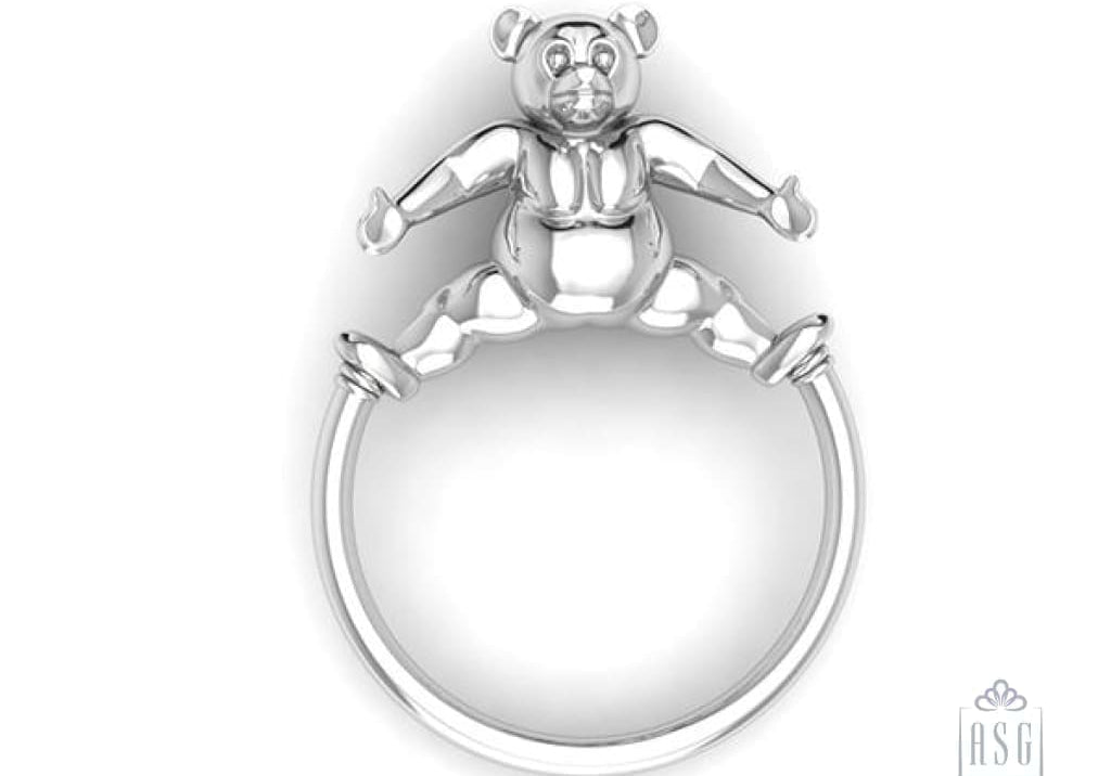 Sterling Silver Baby Teddy Ring Rattle