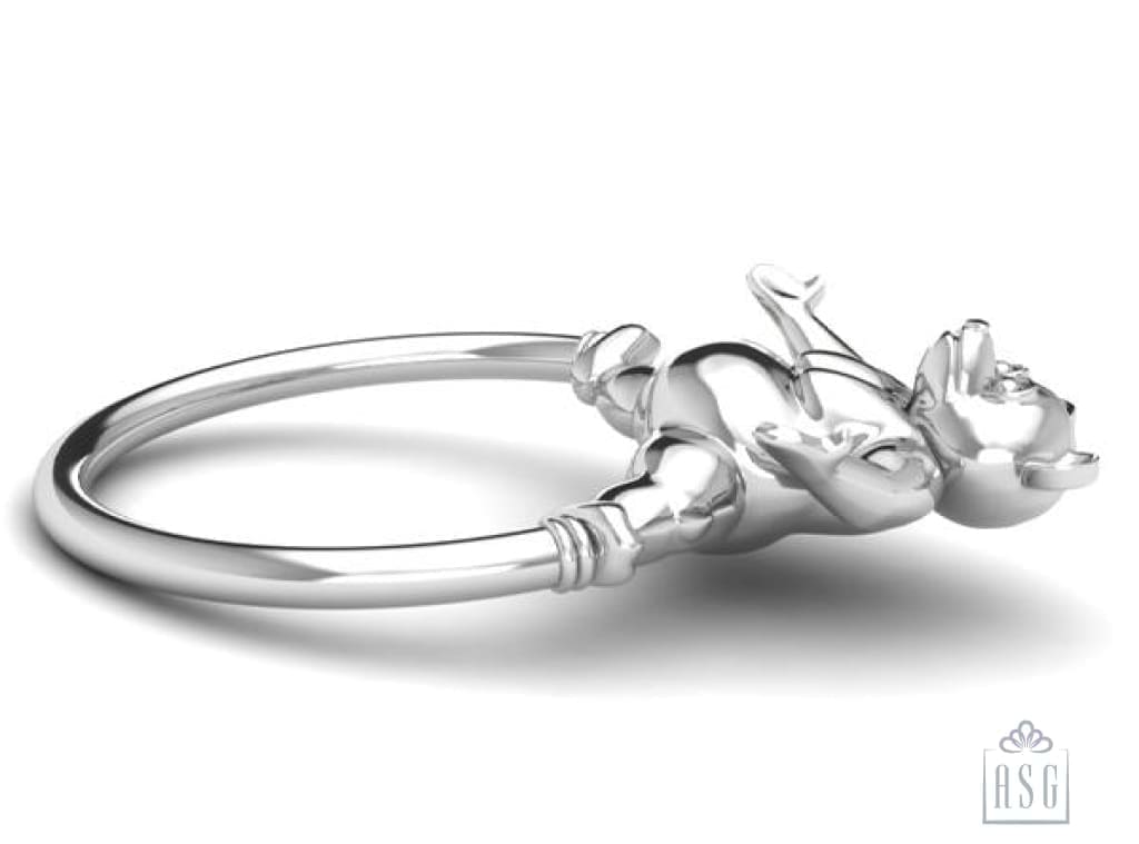 Sterling Silver Baby Teddy Ring Rattle
