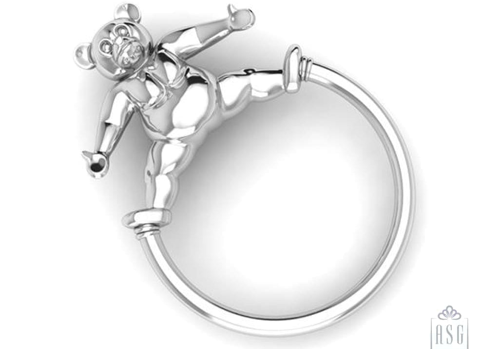 Sterling Silver Baby Teddy Ring Rattle