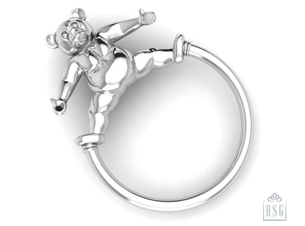 Sterling Silver Baby Teddy Ring Rattle