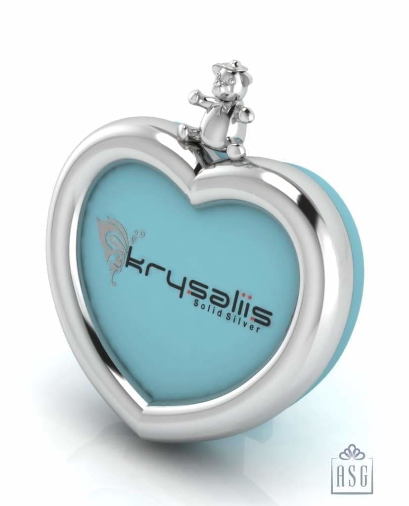 Silver Plated Photo Frame for Baby and Kids - Heart with Teddy