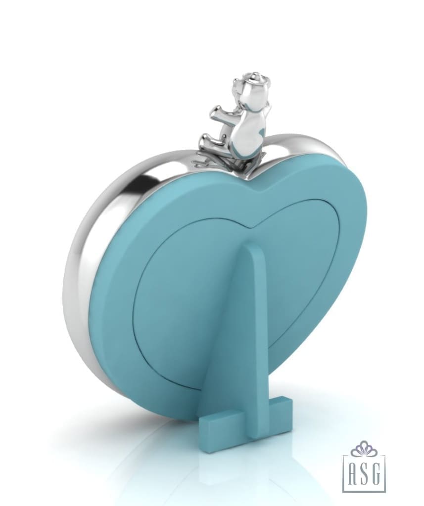 Silver Plated Photo Frame for Baby and Kids - Heart with Teddy