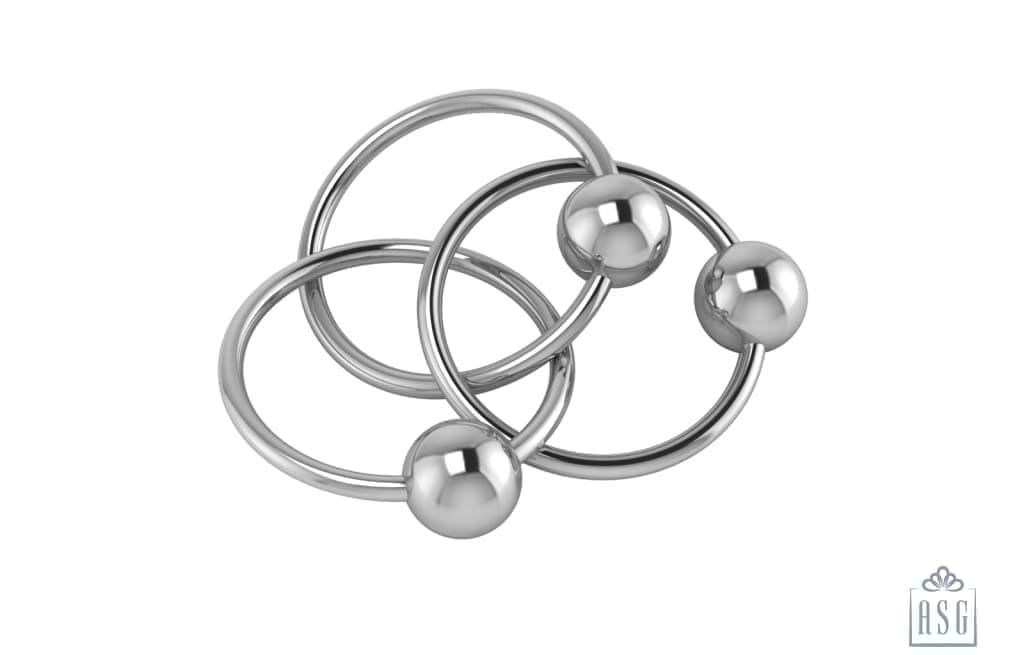 Sterling Silver Baby Rattle -Three Ring Baby Teether