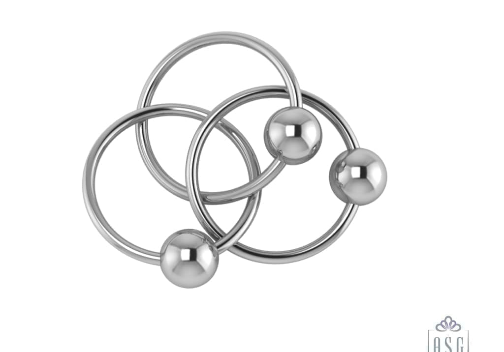 Sterling Silver Baby Rattle -Three Ring Baby Teether