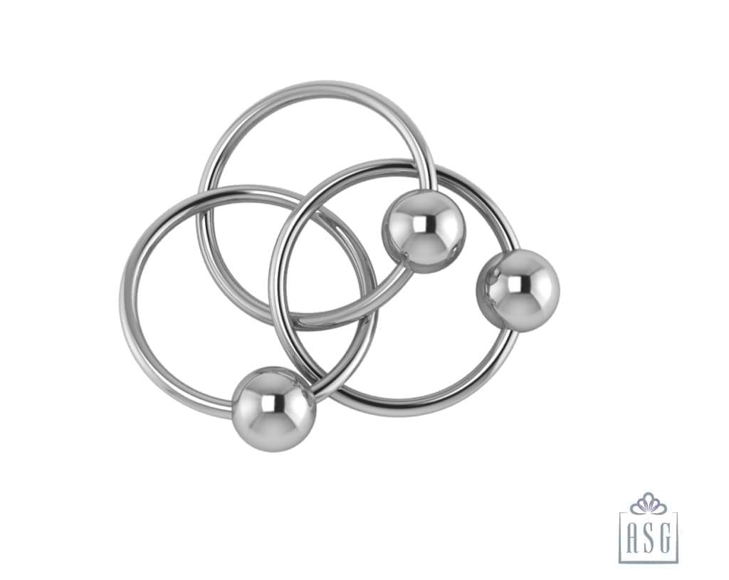 Sterling Silver Baby Rattle -Three Ring Baby Teether