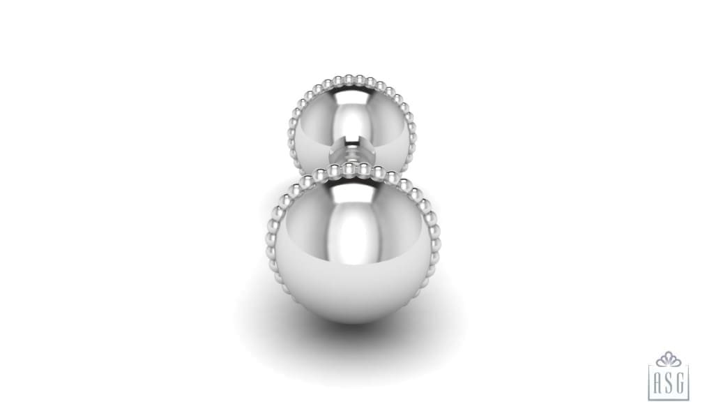 Sterling Silver Tiny Tot  Beaded Dumbbell Rattle