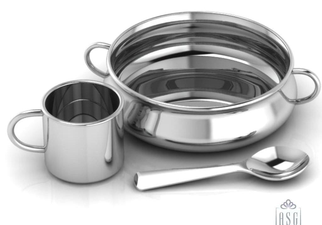 Sterling Silver Dinner Set for Baby and Child - Traditional Feeding Set