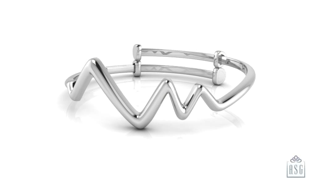 Sterling Silver adjustable Baby Bracelet Kada with triangles design