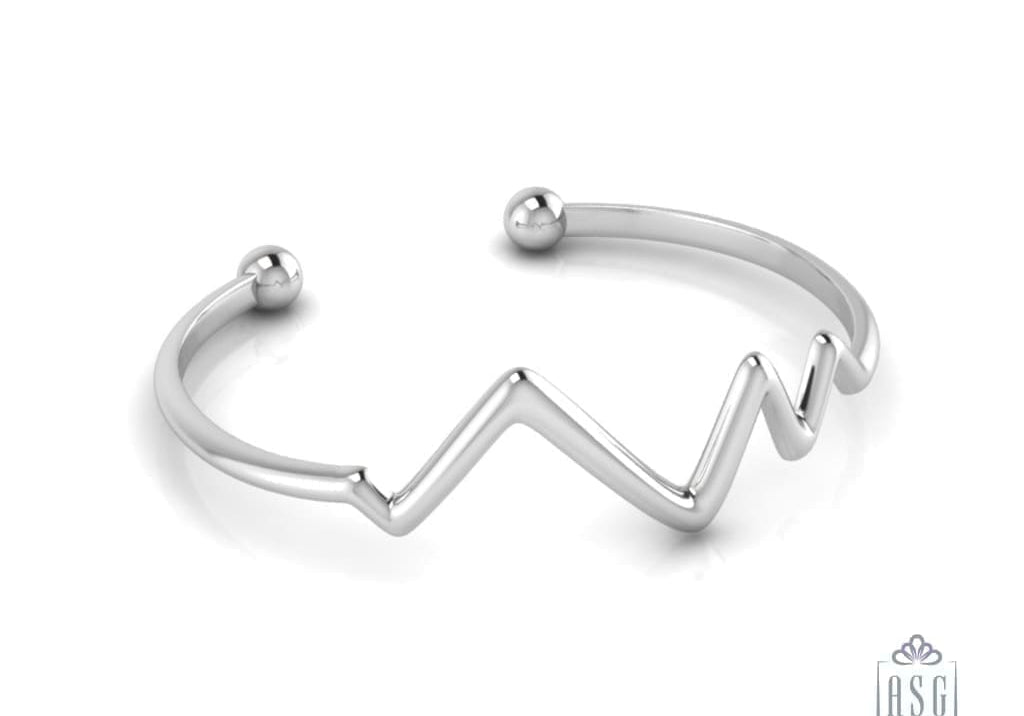 Sterling Silver Baby Cuff Kada with triangles design