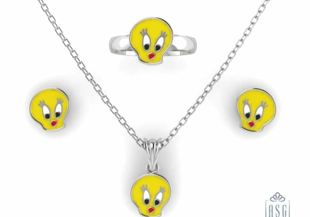 Sterling Silver Tweety Baby Jewellery Set