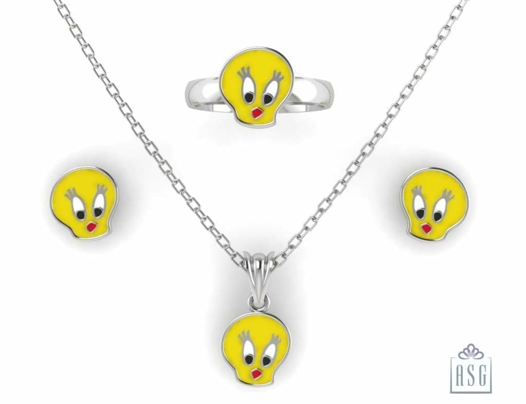 Sterling Silver Tweety Baby Jewellery Set