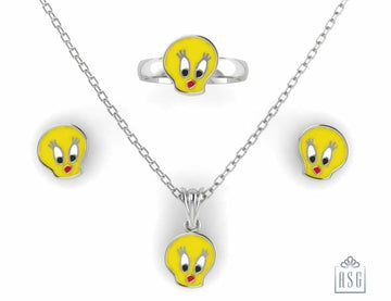 Sterling Silver Tweety Baby Jewellery Set