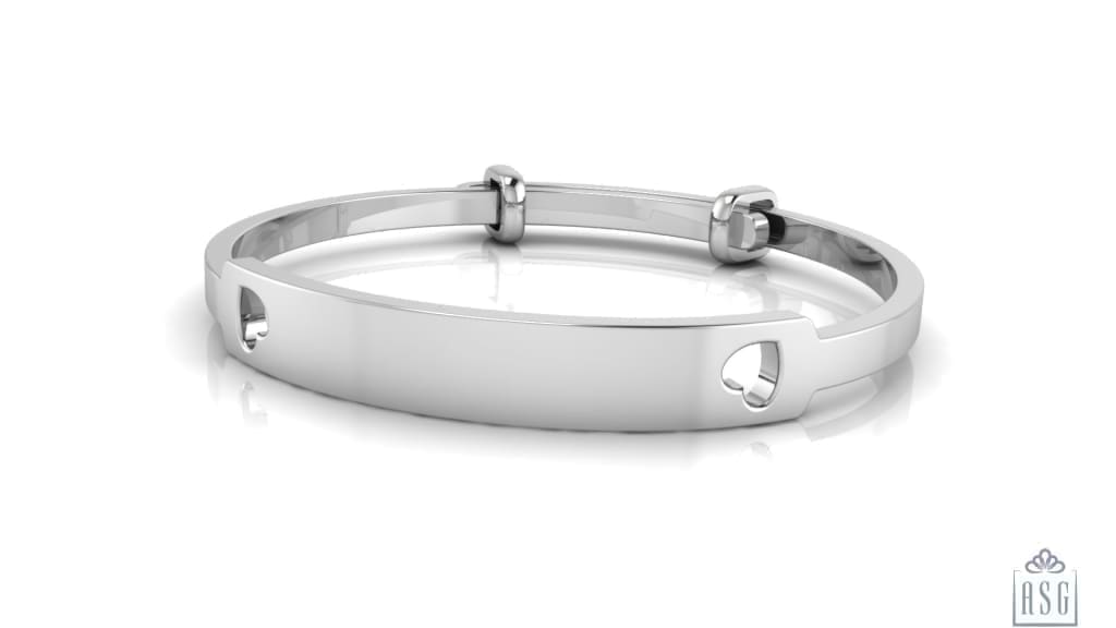 Sterling Silver Baby Bracelet Kada adjustable Twin Heart engravable design