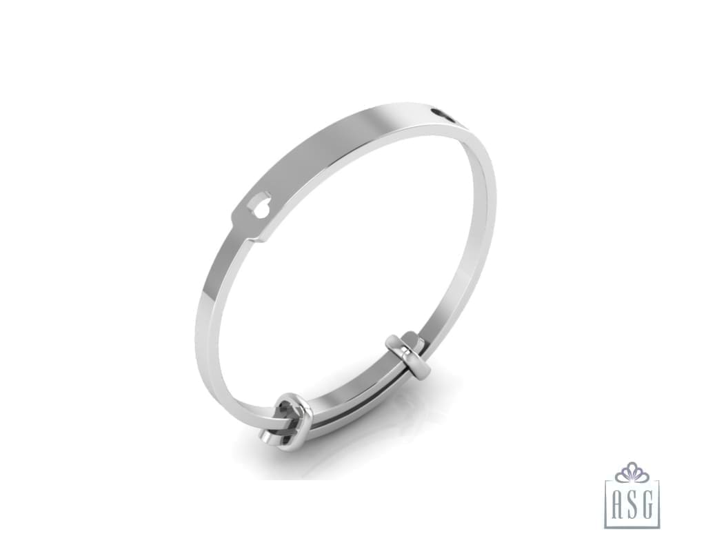 Sterling Silver Baby Bracelet Kada adjustable Twin Heart engravable design
