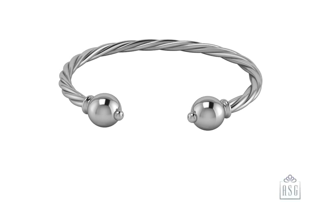 Sterling Silver Baby Cuff Kada - Twisted pipe Design