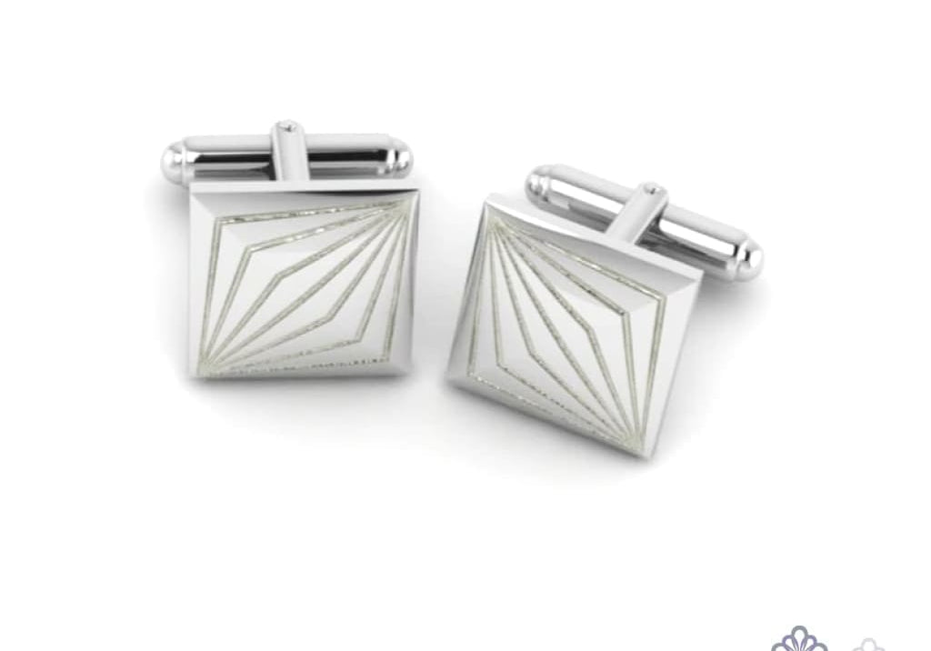 Sterling Silver V Engraved Cufflinks