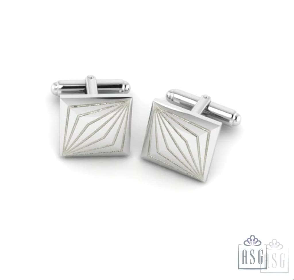Sterling Silver V Engraved Cufflinks