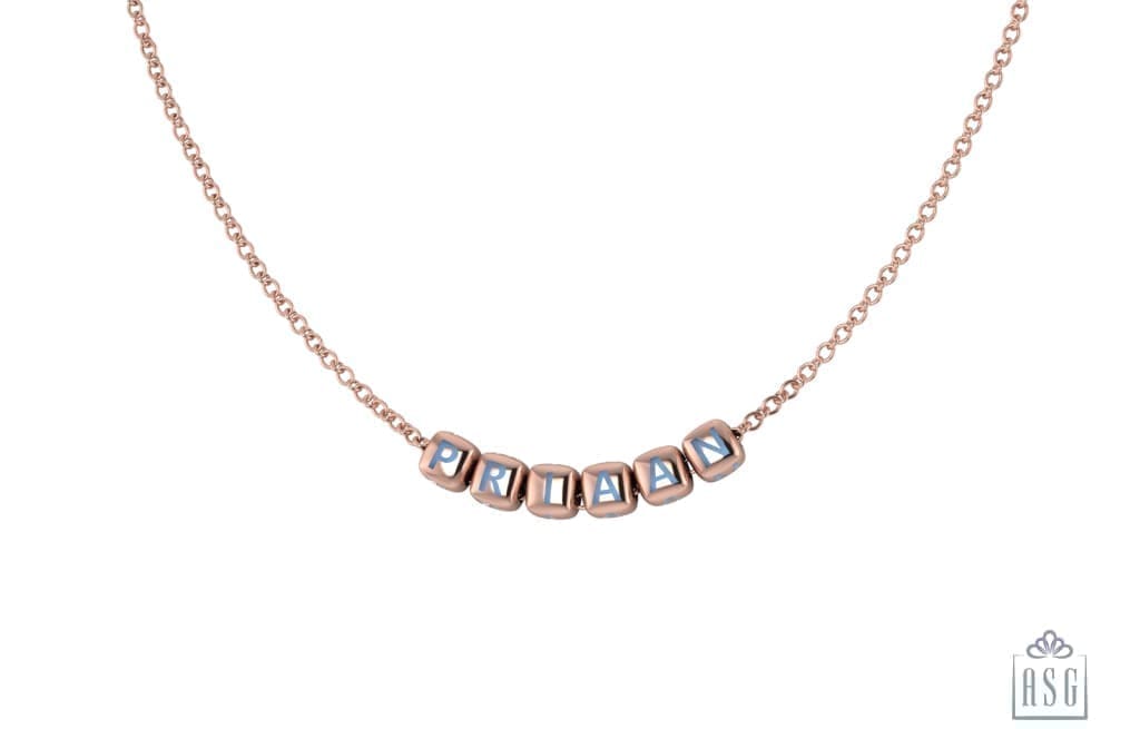 Sterling Silver With 18 Kt Pink Gold Plating Dice Babykubes Necklace For Baby & Child Babykubes Kids