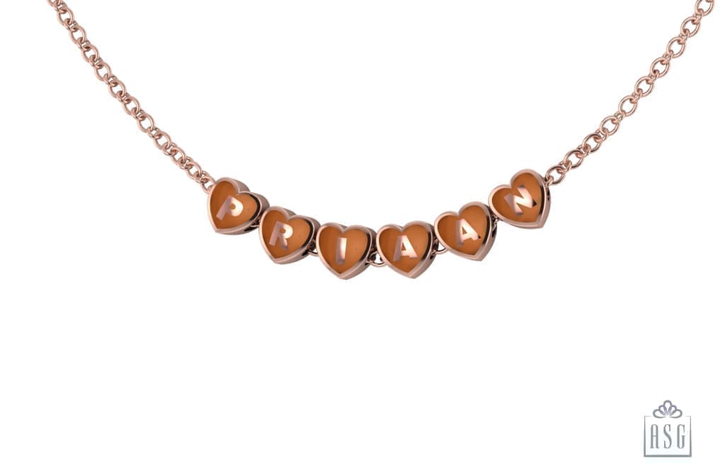 Sterling Silver With 18 Kt Pink Gold Plating Heart Babykubes Necklace For Baby & Child Orange / 9