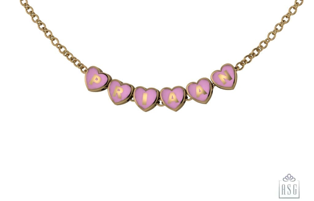 Sterling Silver With 18 Kt Yellow Gold Plating Heart Babykubes Necklace For Baby & Child Pink / 9