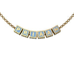 Sterling Silver With 18 Kt Yellow Gold Plating Square Babykubes Necklace For Baby & Child Blue / 9