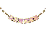 Sterling Silver With 18 Kt Yellow Gold Plating Square Babykubes Necklace For Baby & Child Pink / 9